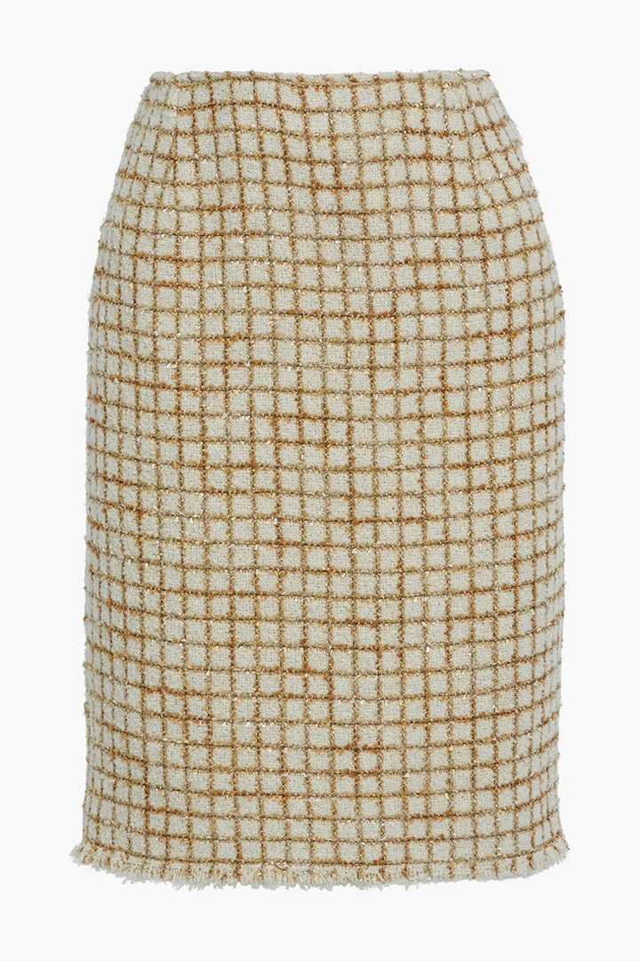 Checked metallic tweed mini skirt