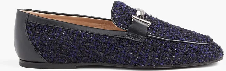 Double T metallic tweed loafers
