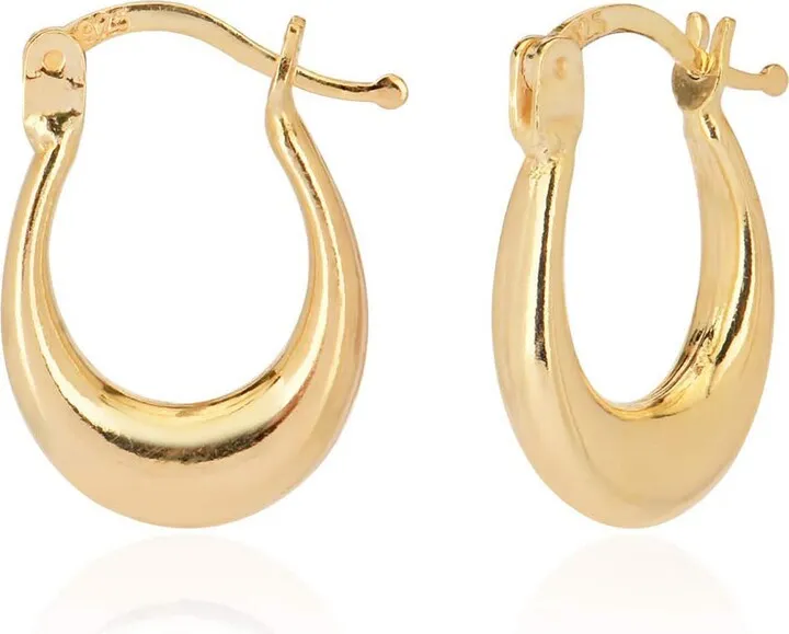 14K Gold Plated Sterling Silver Italian Hoop Earrings