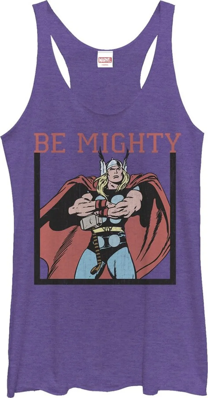 Women's Marvel Classic Thor Be Mighty Racerback Tank Top - Purple Heather - Medium