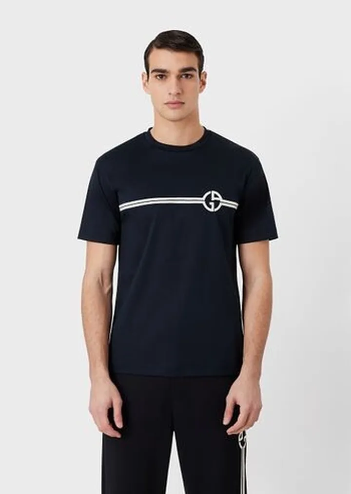 Cotton-interlock T-shirt with embroidered logo