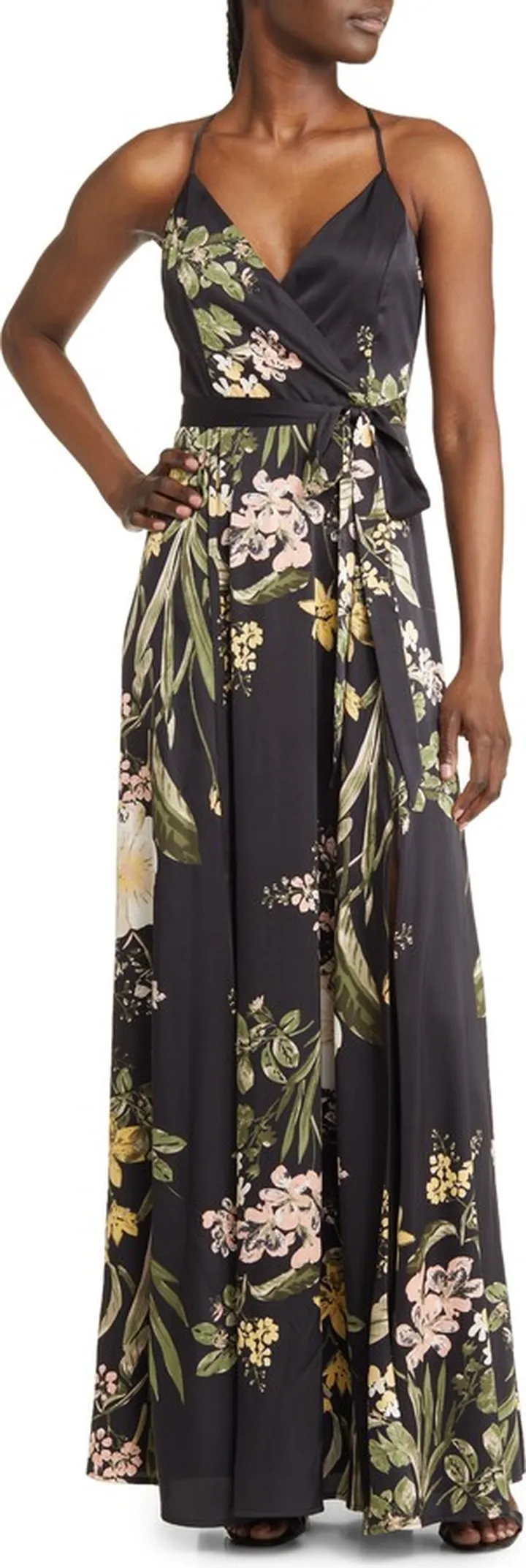 Still the One Floral Faux Wrap Gown