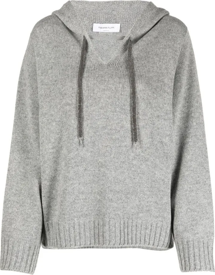 hooded V-neck jumper