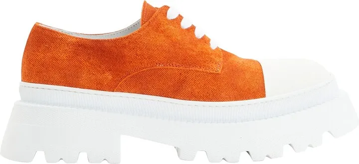 Suede And Rubber Cap-toe Lace-ups Lace-up Shoes Orange