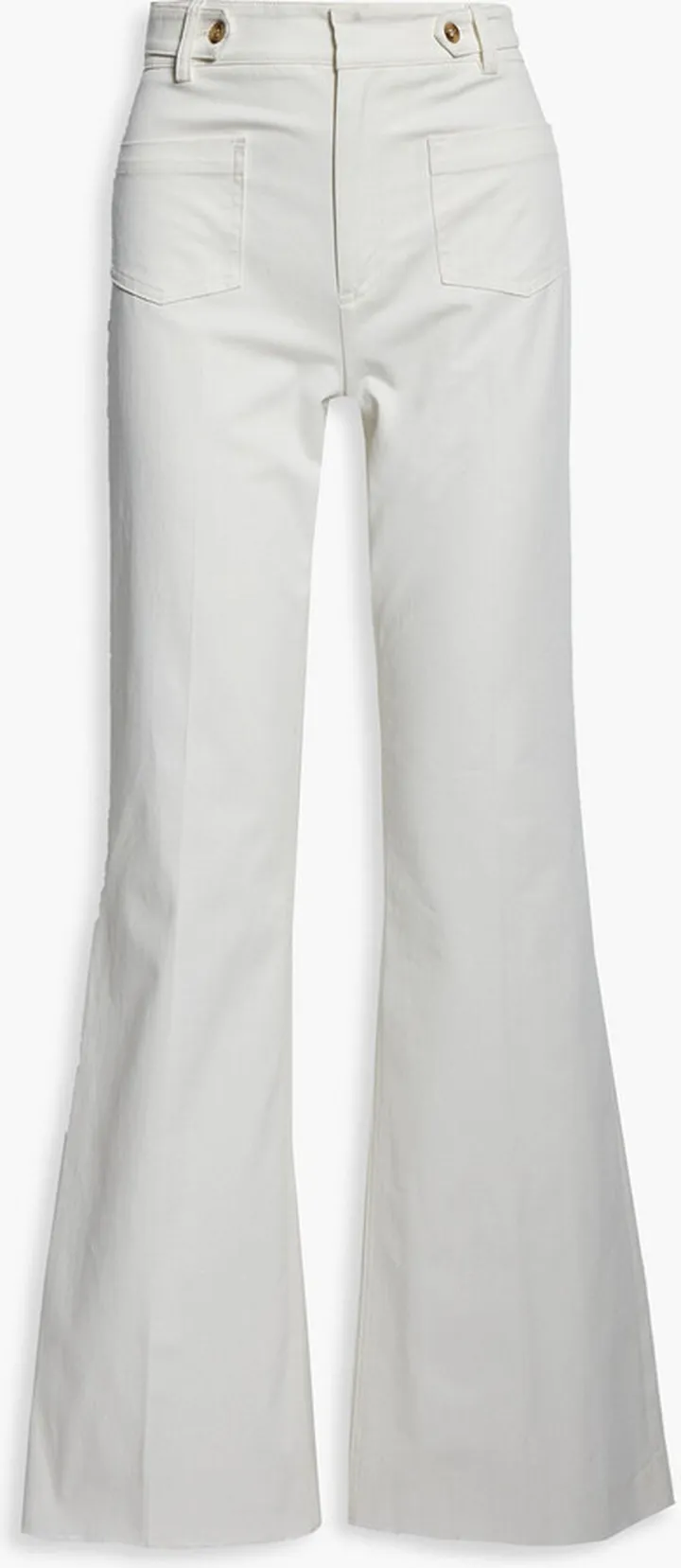 Cotton-blend twill flared pants