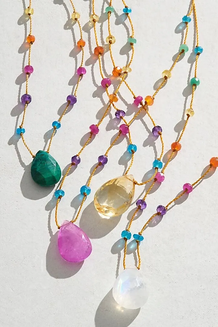 Amalia Rainbow Drop Moonstone Necklace by Amalia at Free People