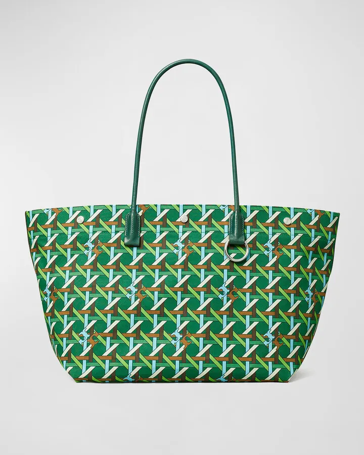 Basketweave Canvas East-West Tote Bag
