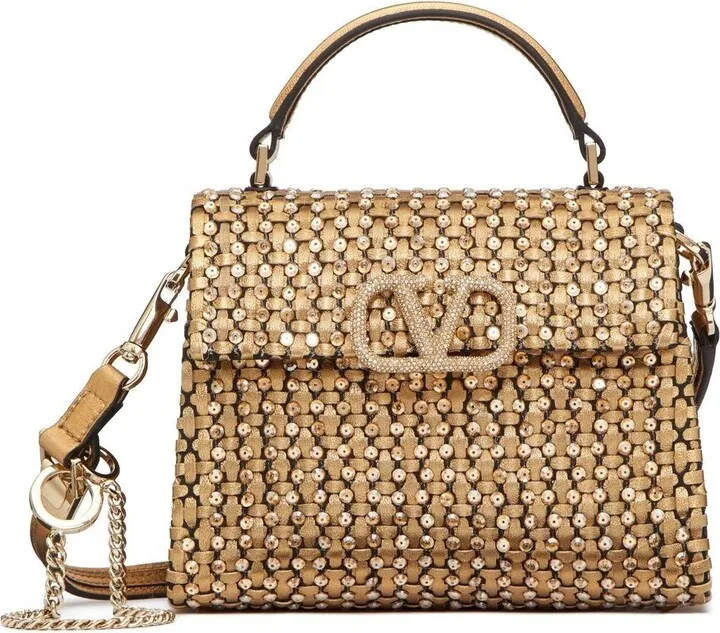 VSLING woven-metallic-leather handbag