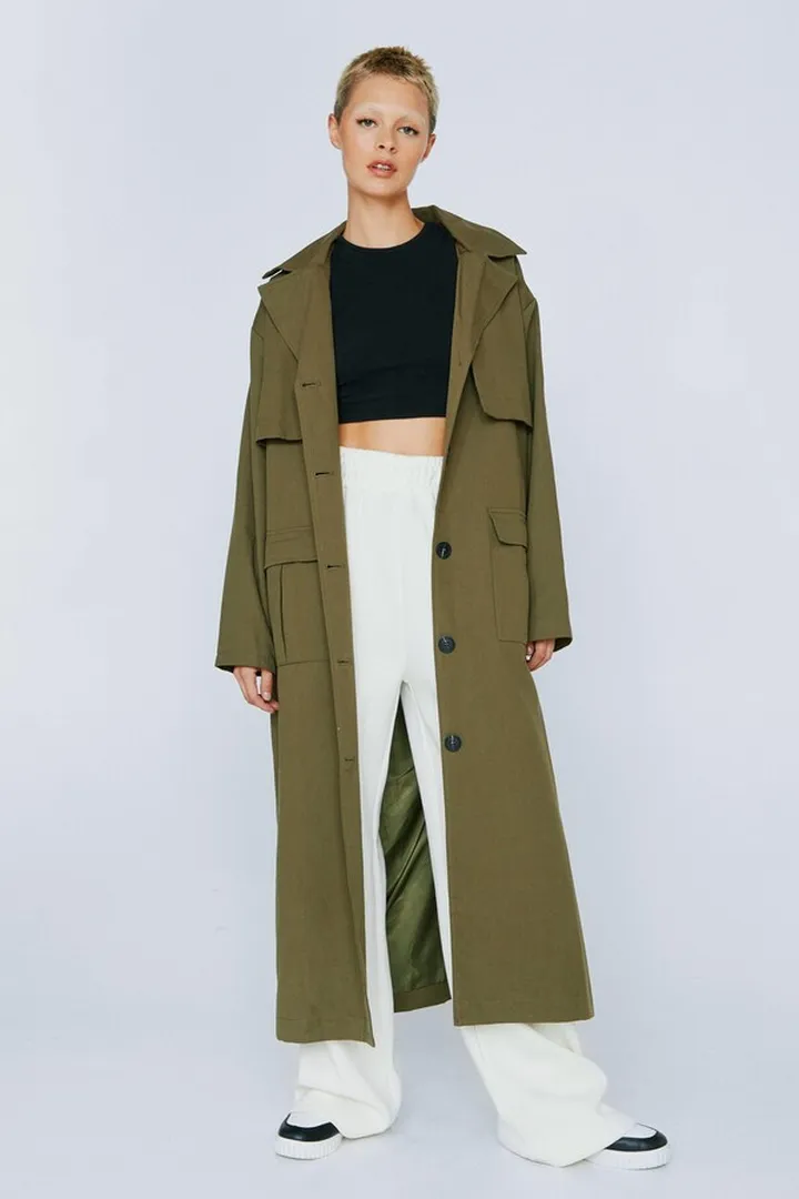 Nasty Gal Womens Premium Hooded Trench Coat