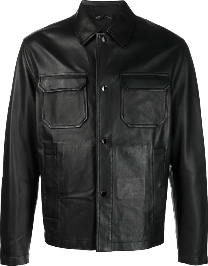 Logo-Patch Leather Jacket