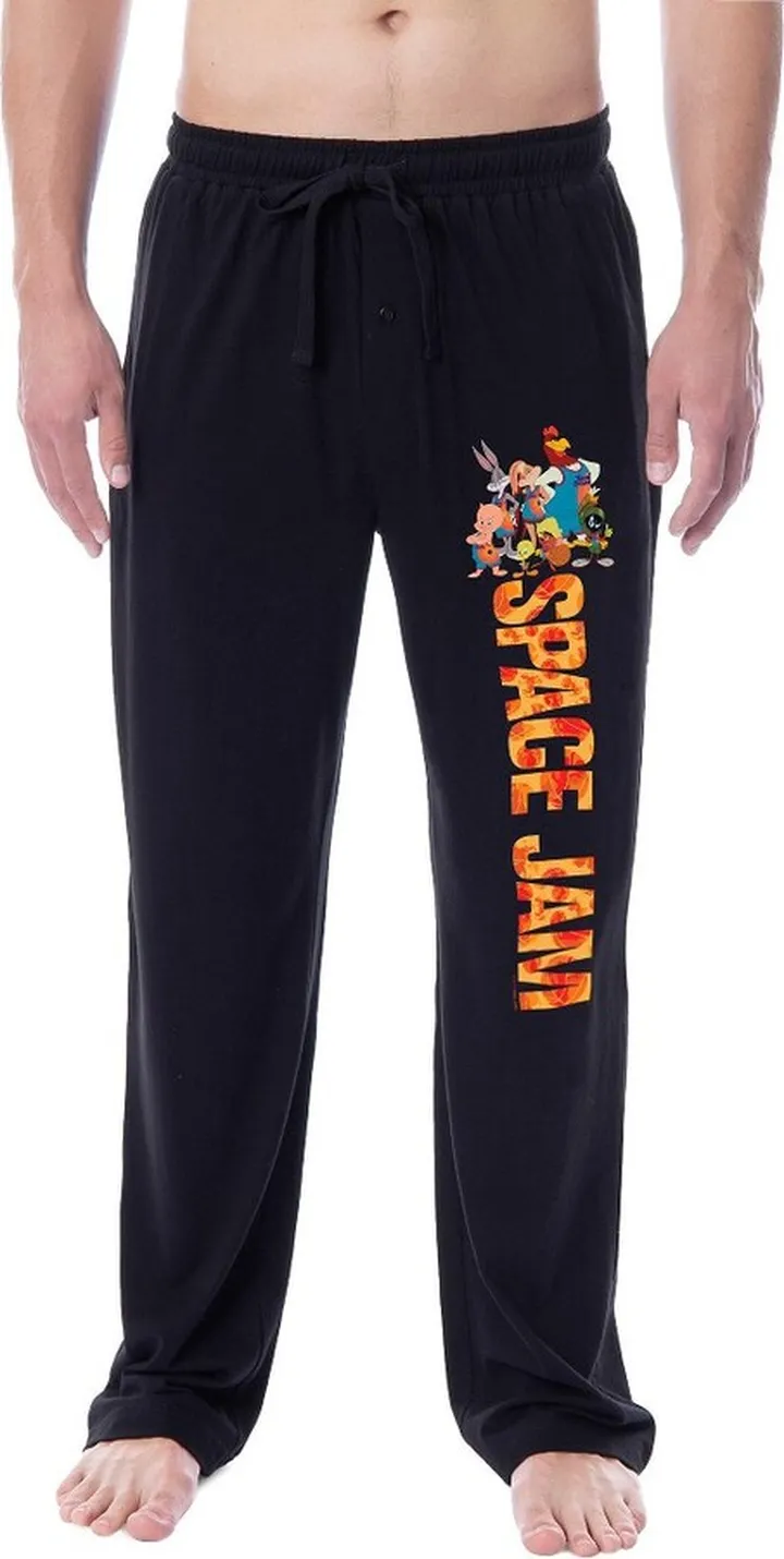 Looney Tunes Mens' Classic Space Jam Tune Squad Movie Sleep Pajama Pants (L) Black