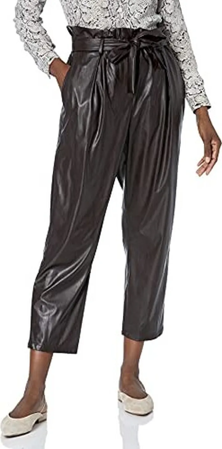 BCBGMAXAZRIA Women's High Pant with Faux Leather
