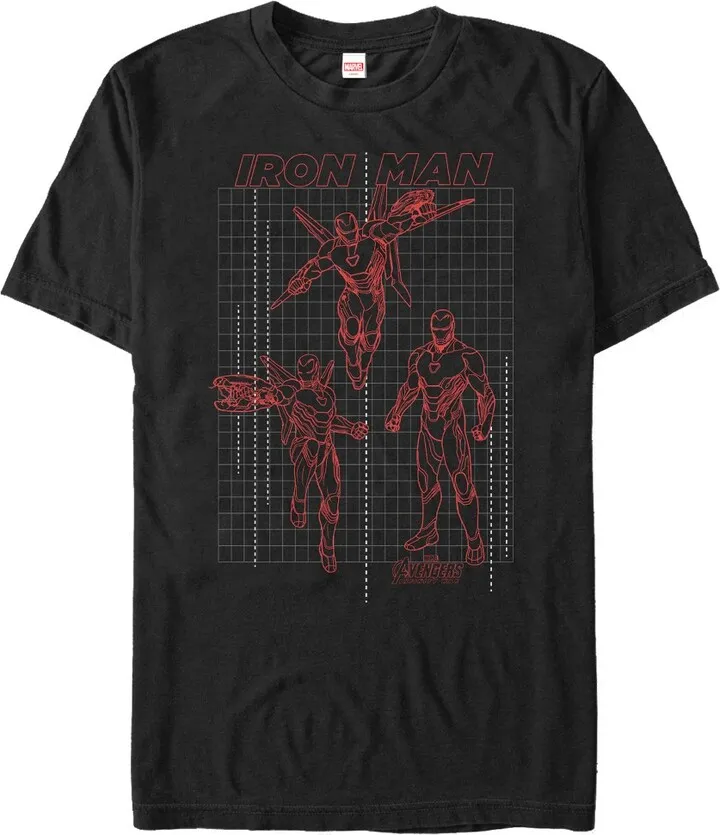 Men's Marvel Avengers: Avengers: Infinity War Iron Man Grid T-Shirt - Black - 4X Large
