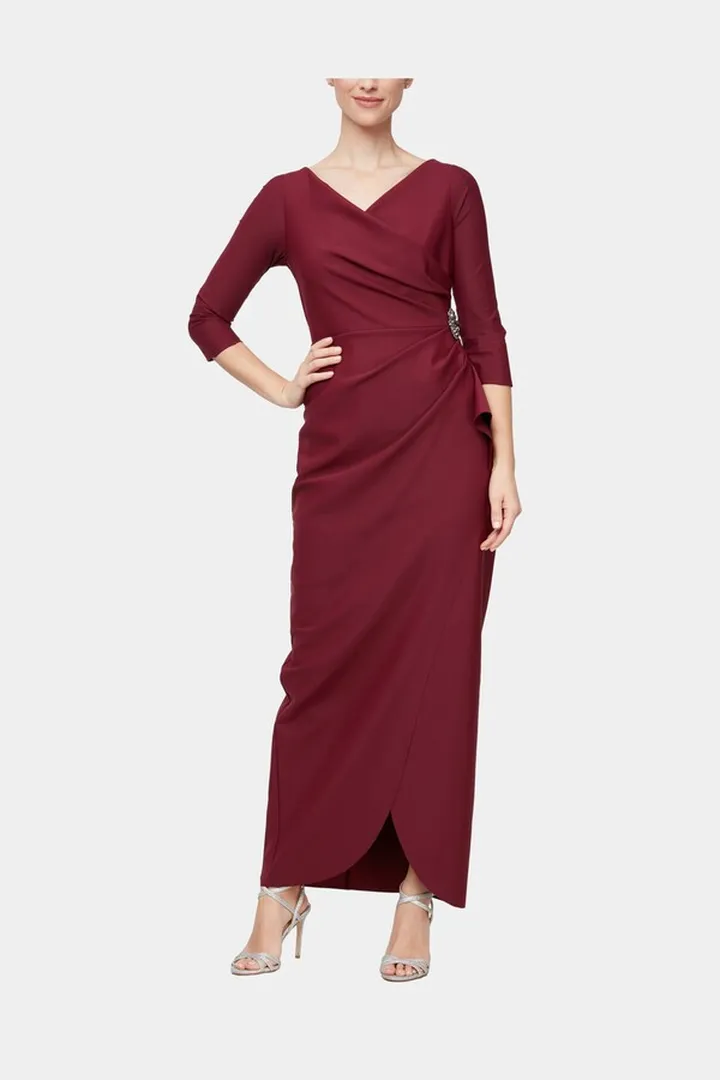Long Surplice Sheath Dress