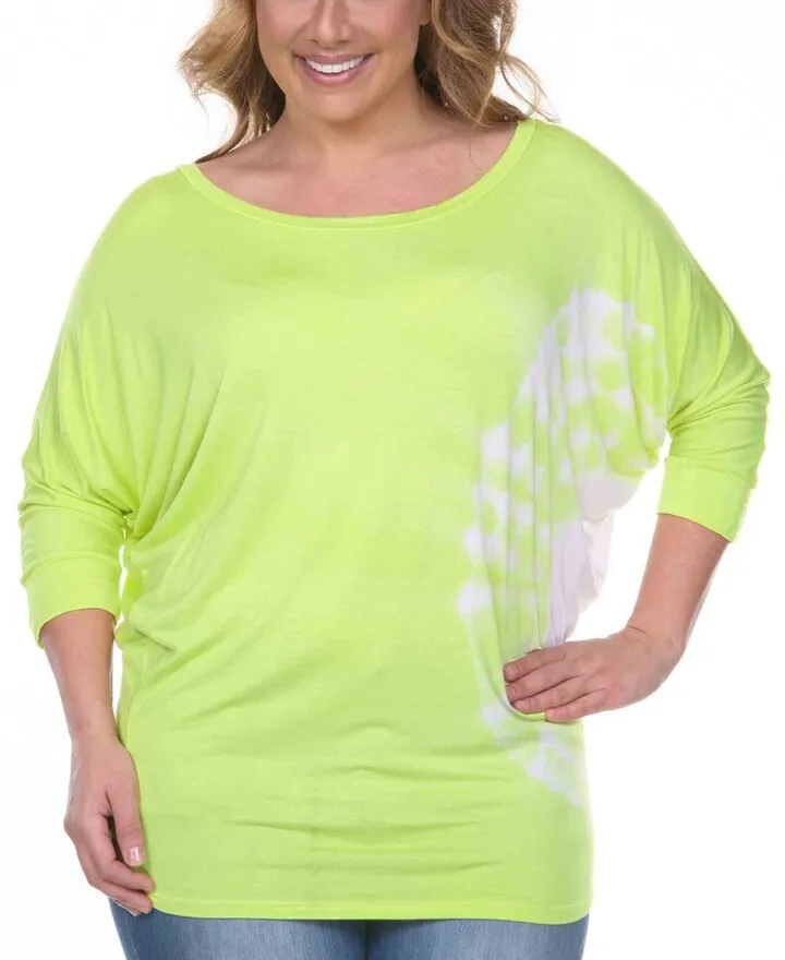 White Mark Women's Plus Size Tie Dye Tunic Top