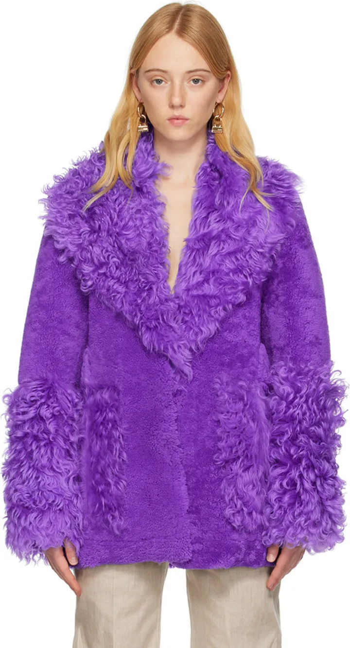 Jacquemus Purple Le Papier 'La Veste Piobbu' Shearling Coat