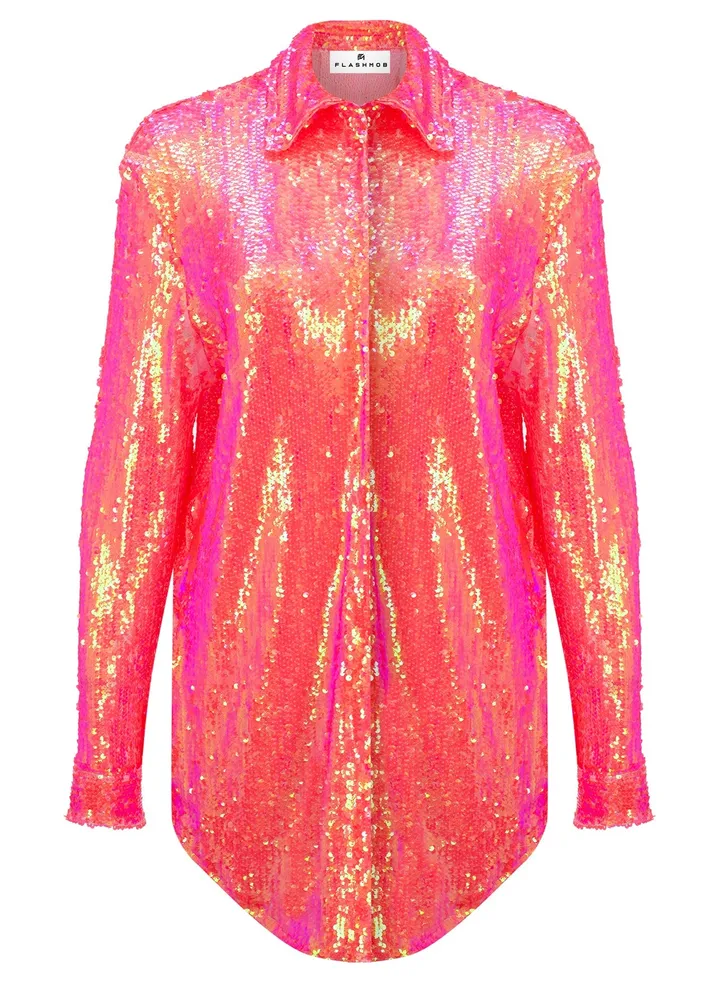 4 Piece Orange Sequins Music Festival Set