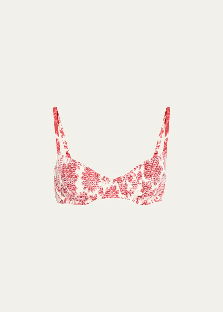 Francois Smocked Balconette Bikini Top