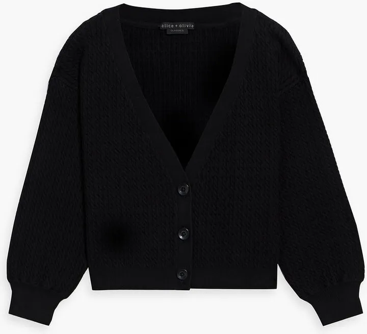 Zelina cropped cable-knit cotton-blend cardigan