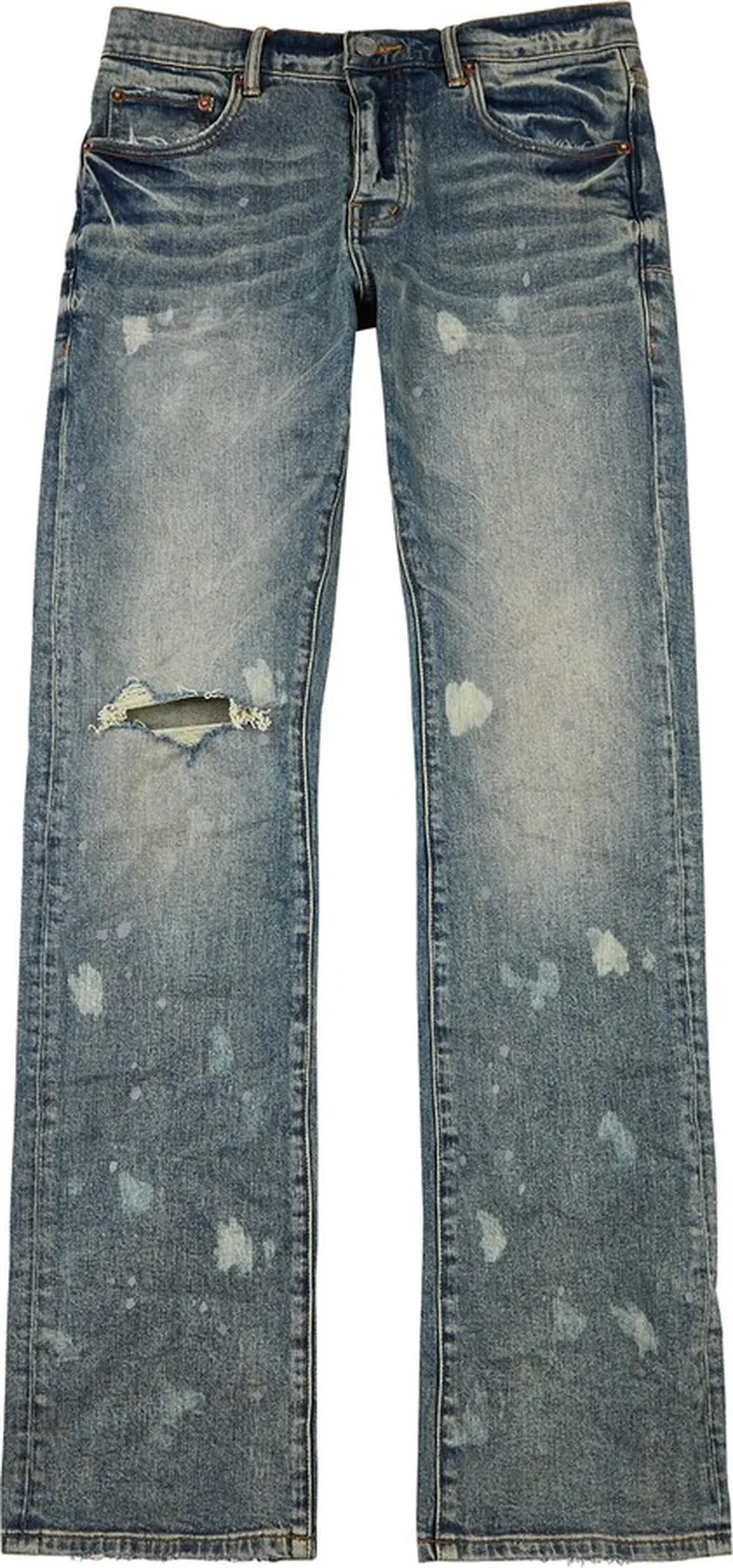 Purple Distressed Slim-leg Jeans