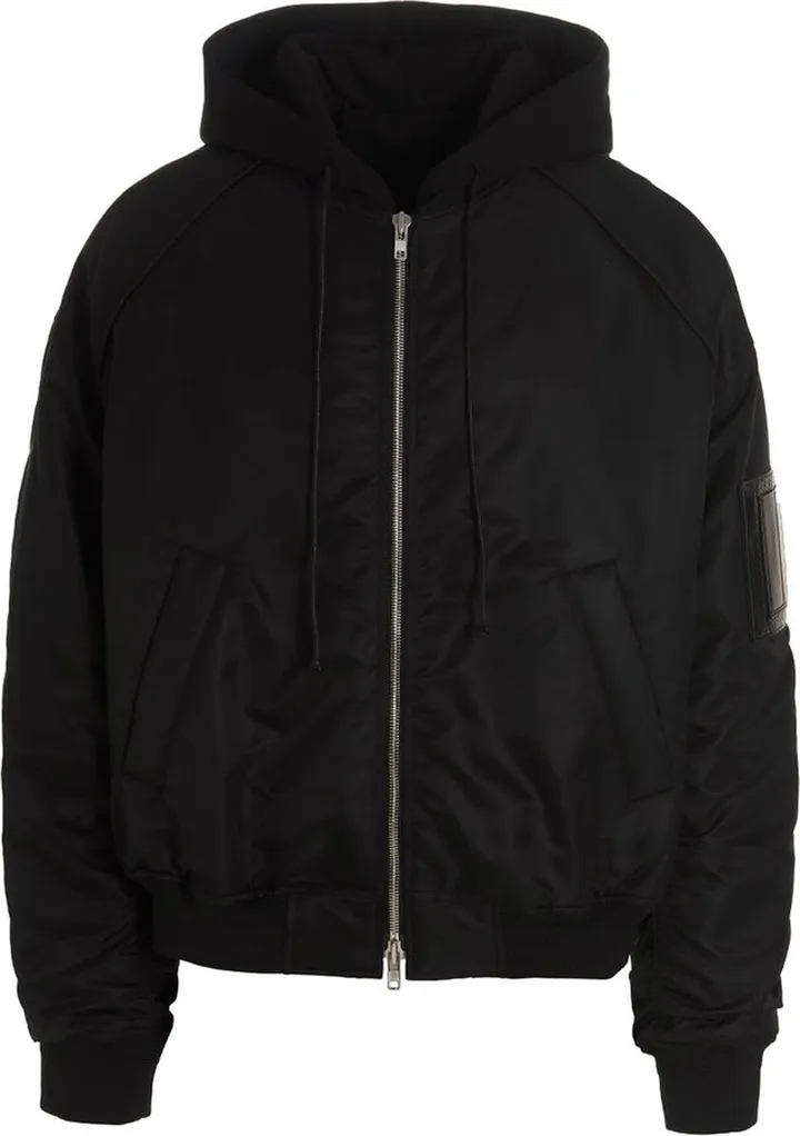 Hooded Nylon Bomber Jacket
