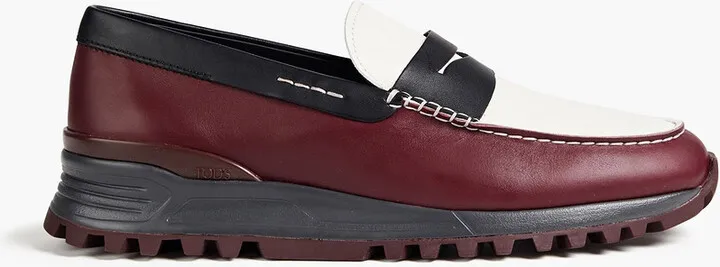 + Alber Elbaz color-block leather penny loafers