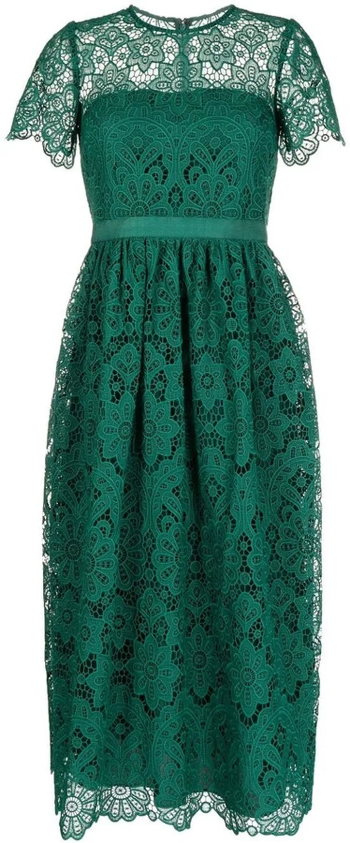 Lace-Pattern Midi Dress