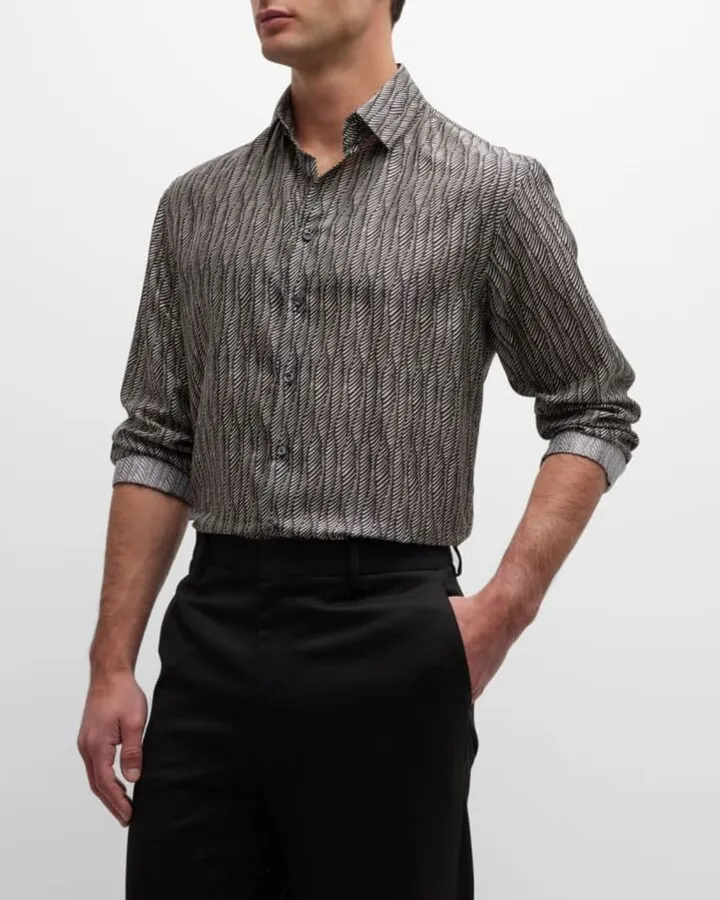 Men's Printed Silk Sport Shirt