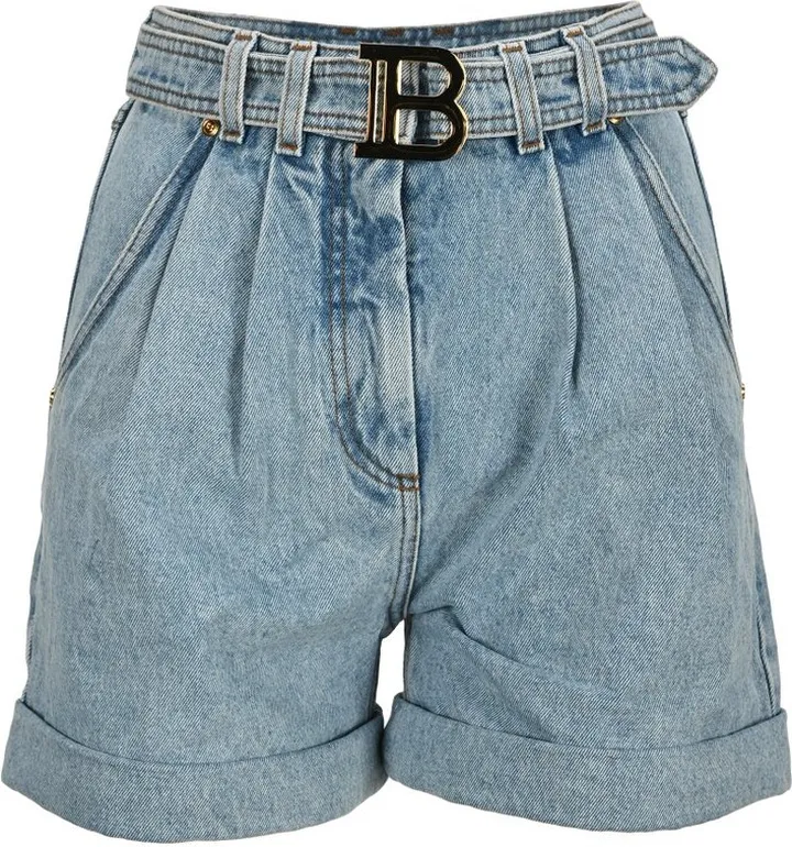 Balmain Logo Plaque Belted Shorts