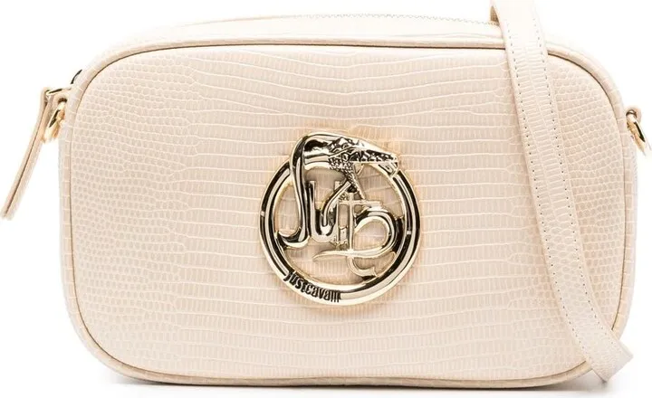 Logo-Plaque Snakeskin-Effect Bag