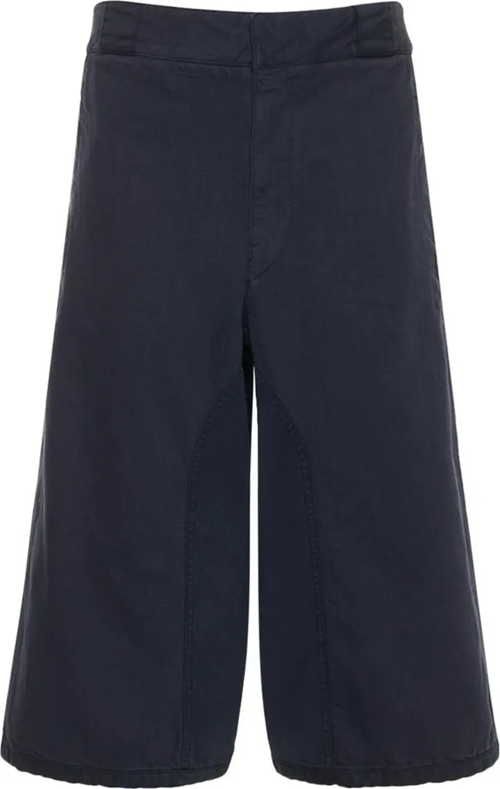 Wide cotton denim Bermuda shorts