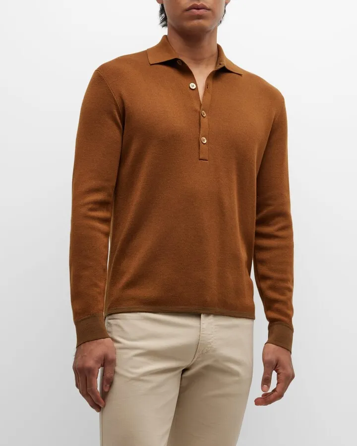 Men's Cashmere-Silk Polo Shirt