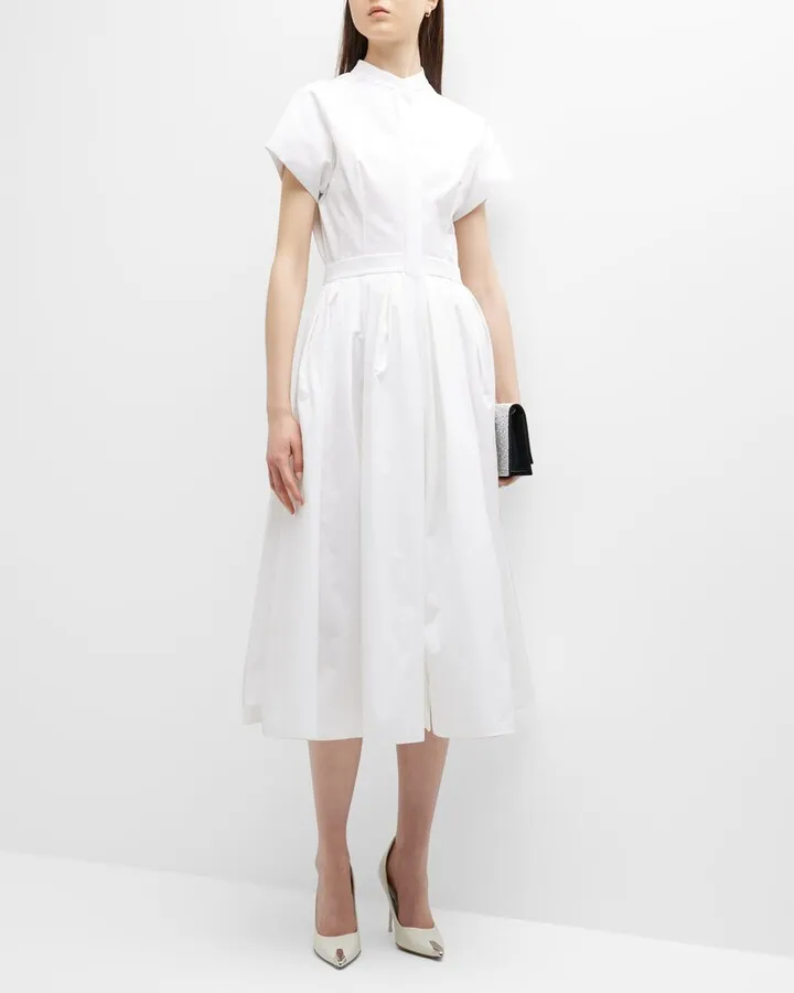 Pleated Midi Day Shirtdress
