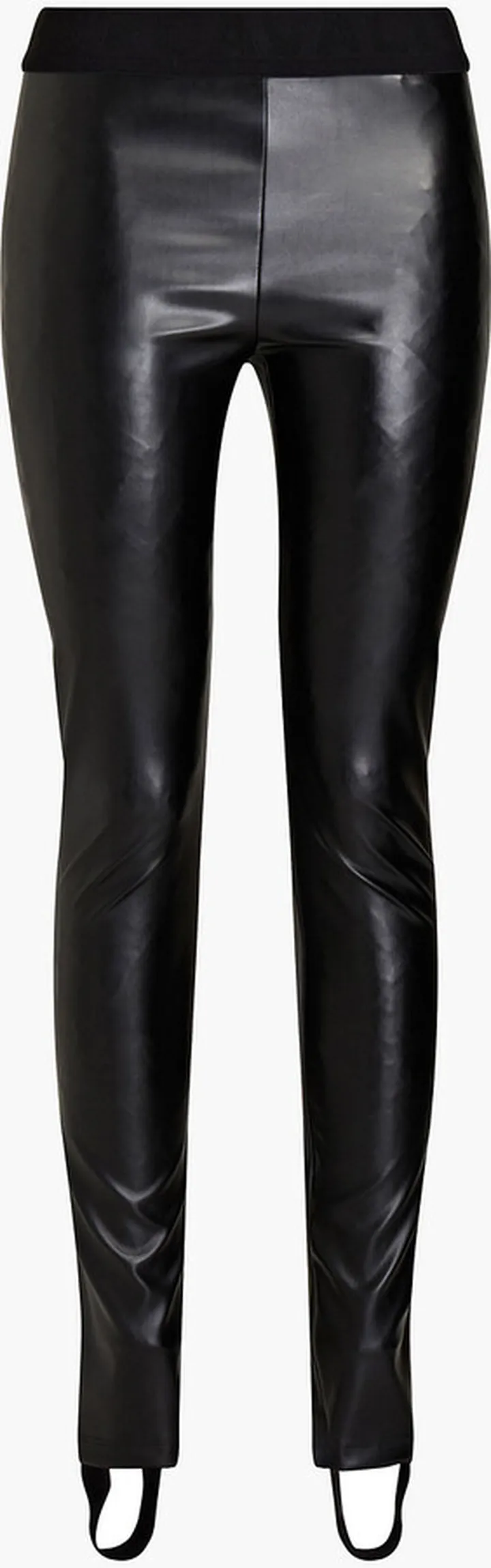 Faux leather stirrup leggings