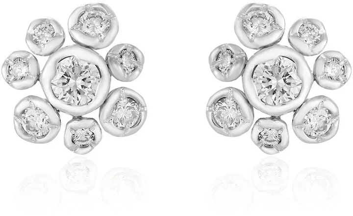 18kt white gold small Marguerite diamond stud earrings