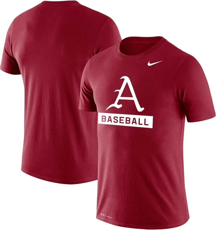 Men's Heathered Cardinal Arkansas Razorbacks Baseball Logo Stack Legend Performance T-shirt