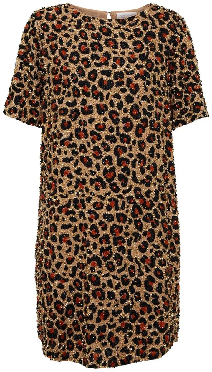 Rita leopard-print sequined minidress