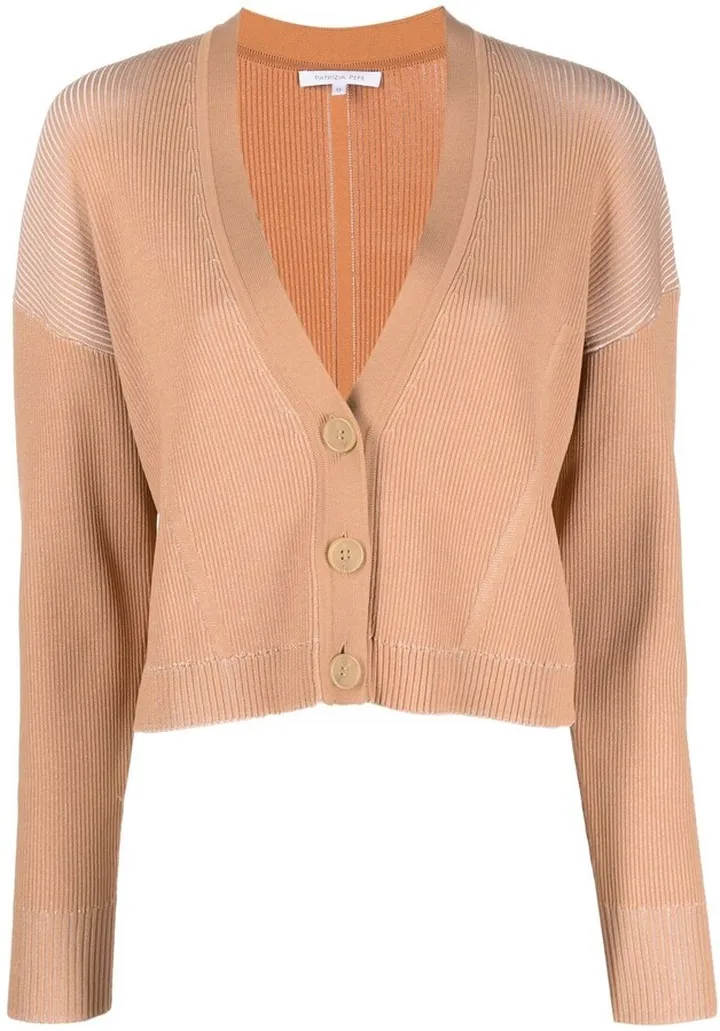 ribbed knit V-neck cardigan