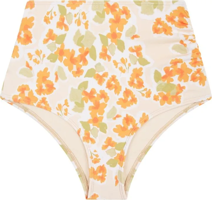 White Lilium High Waisted Bikini Bottoms