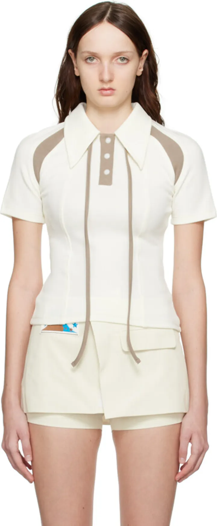 Kijun Off-White Tie Leaf Polo