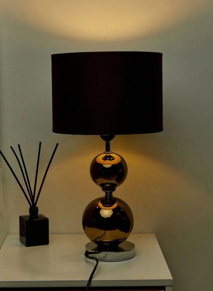 Copper Finish Ceramic Ball Detail Table Lamp
