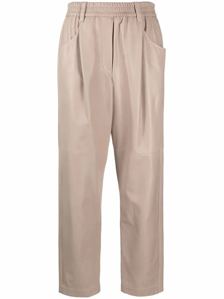 Straight-Leg Leather Trousers