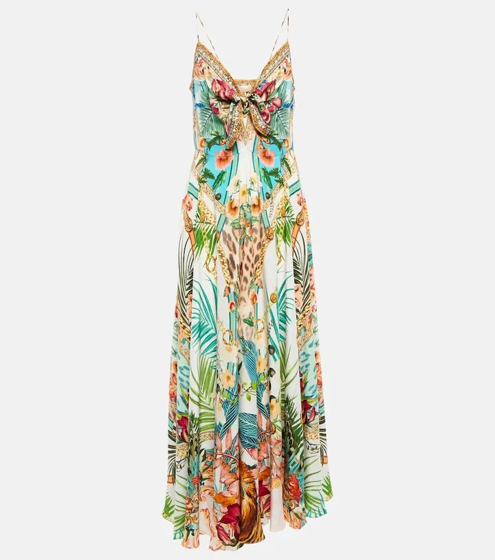 Embellished silk maxi dress