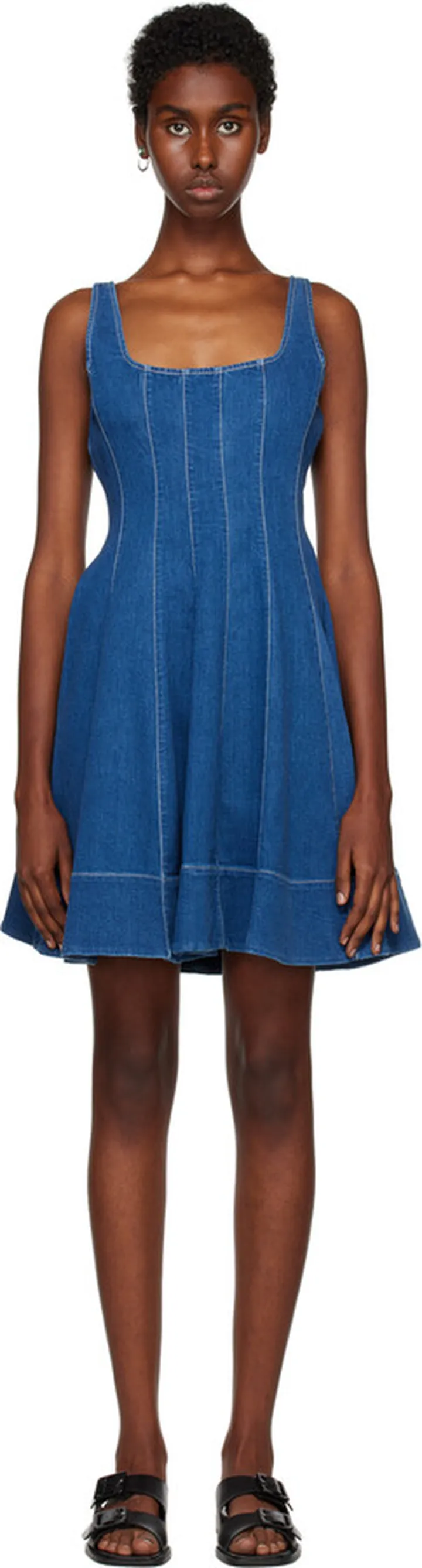Staud Blue Wells Denim Minidress
