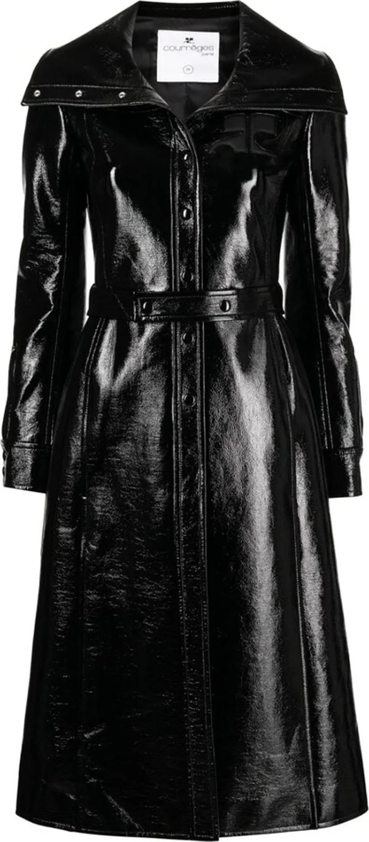 Faux-Leather Trench Coat