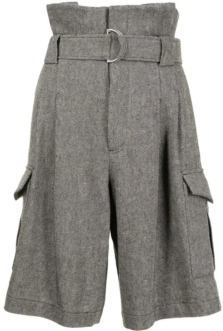 Belted Paperbag-Waist Bermuda Shorts