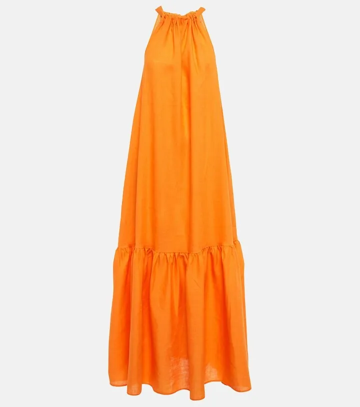 Ibiza halterneck linen maxi dress