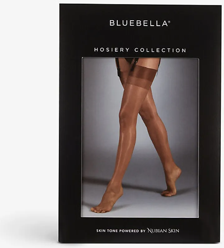 Womens Caramel Plain Semi-sheer Stretch-woven Stockings