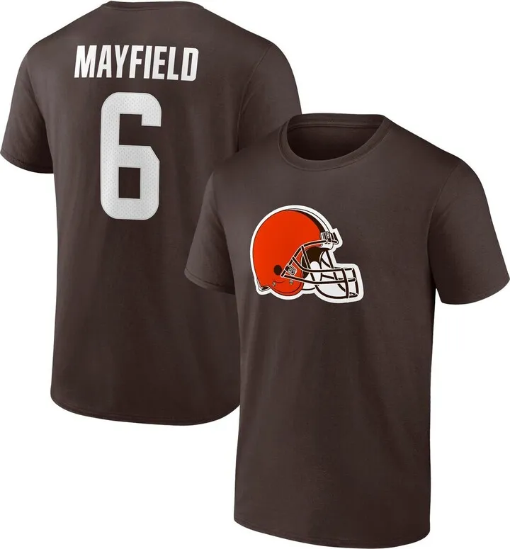 Men's Fanatics Branded Baker Mayfield Brown Cleveland Browns Player Icon Name and Number T-shirt