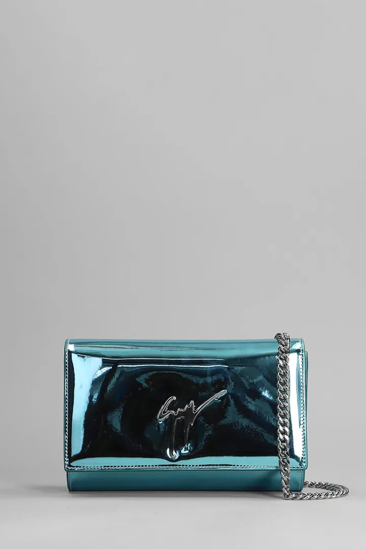 Cleopatra Shoulder Bag In Cyan Leather